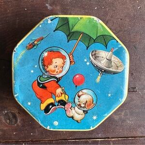 1950/60 Space Adventure Tin Box - Made in England